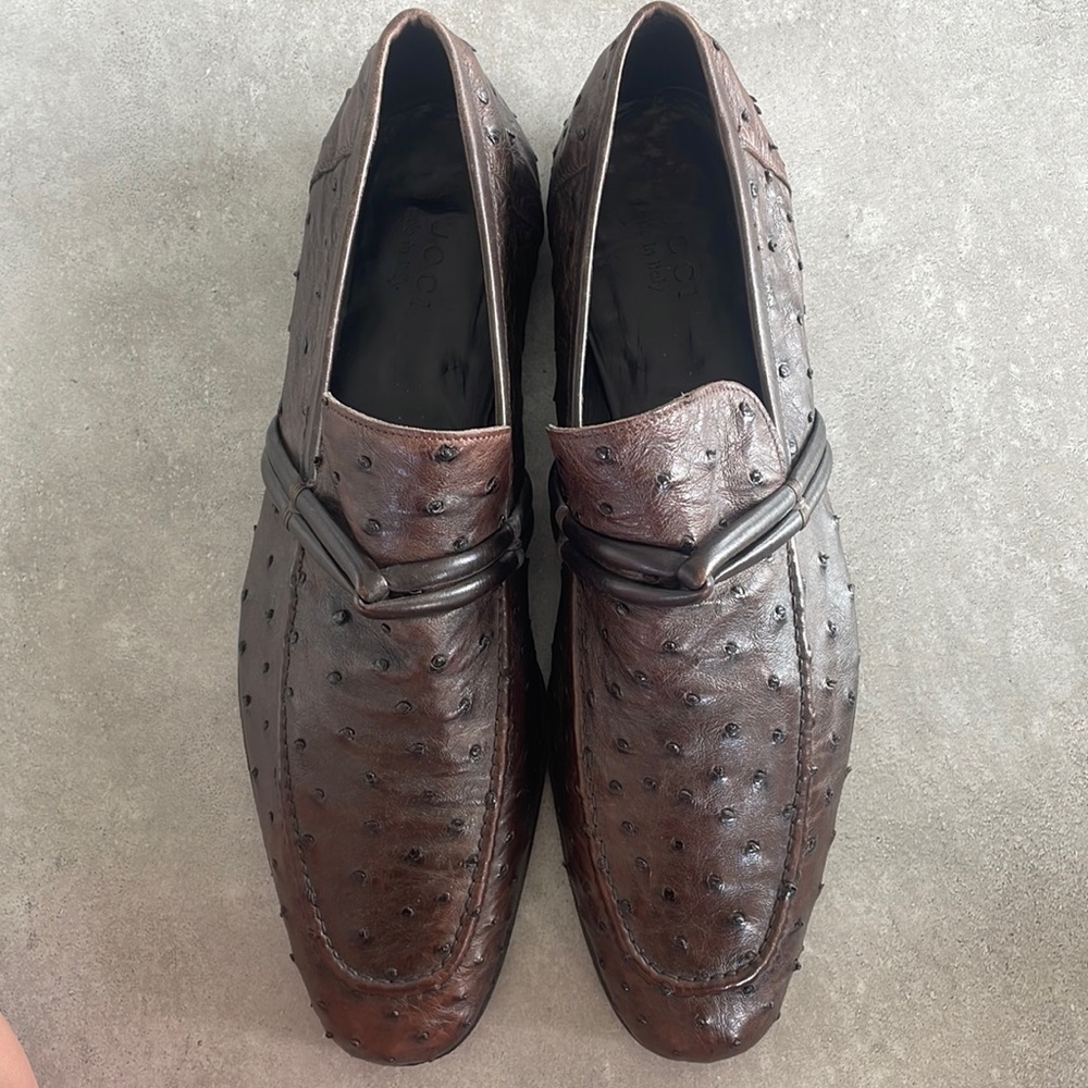 Gucci ostrich dress loafers